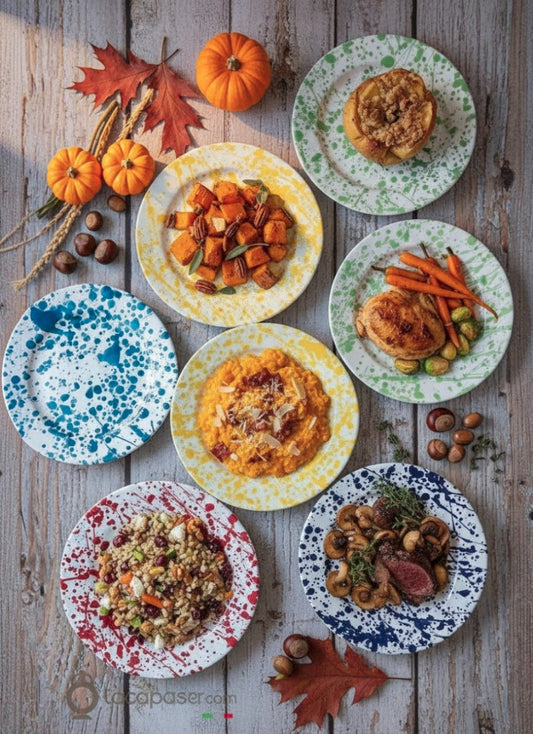 ÉTÉ - Lot de 6 assiettes plates en céramique - décor Macchia