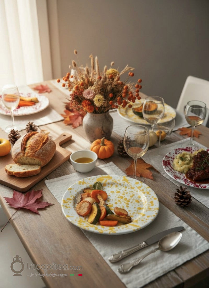 ÉTÉ - Lot de 6 assiettes plates en céramique - décor Macchia