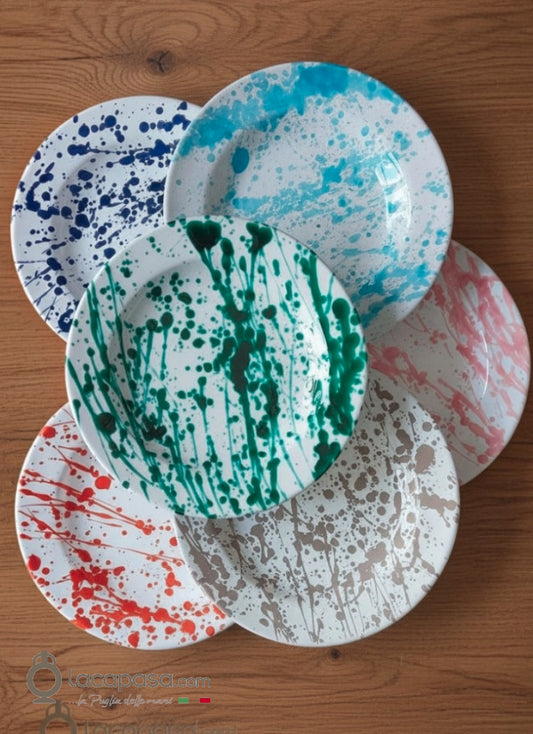 PRINTEMPS - Lot de 6 assiettes creuses en céramique - motif Tache