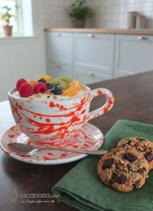 ANICE - Tasse petit-déjeuner en céramique - décor Macchia