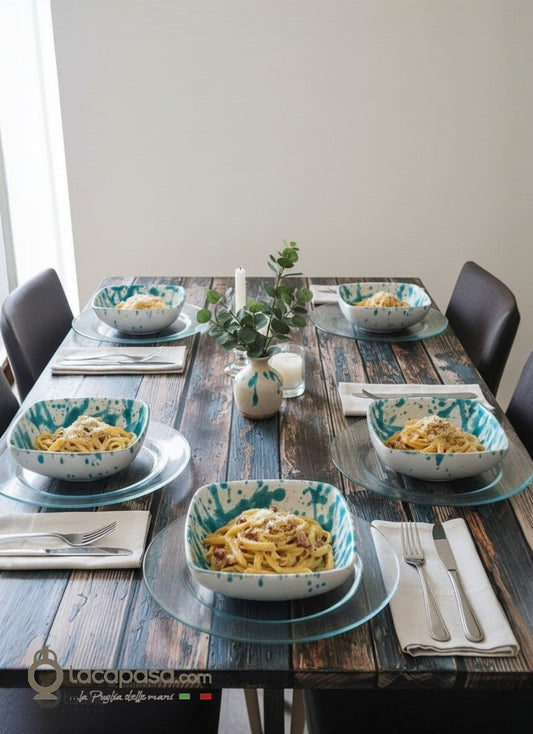 Piatti quadrati in ceramica pugliese Lacapasa.com