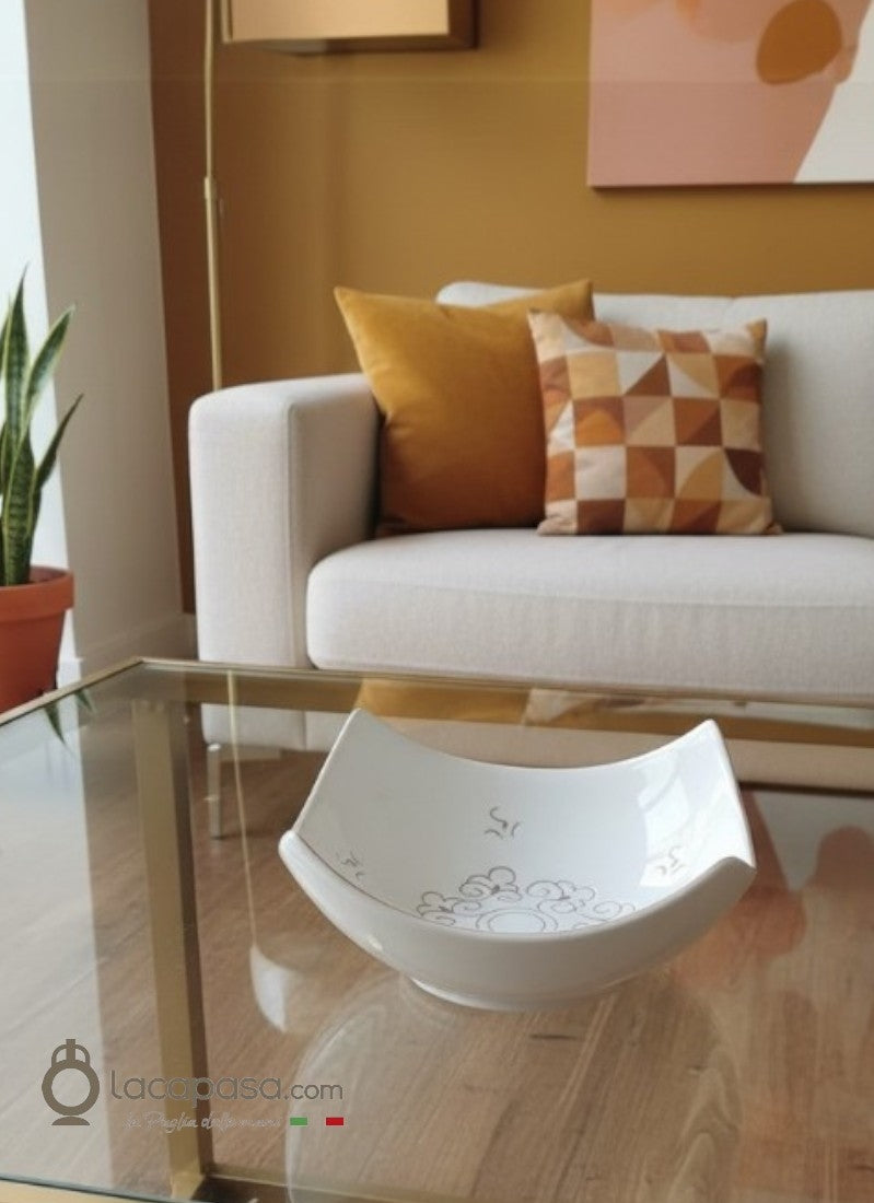 Svuota tasche in ceramica pugliese con incisioni geometriche - Lacapasa.com