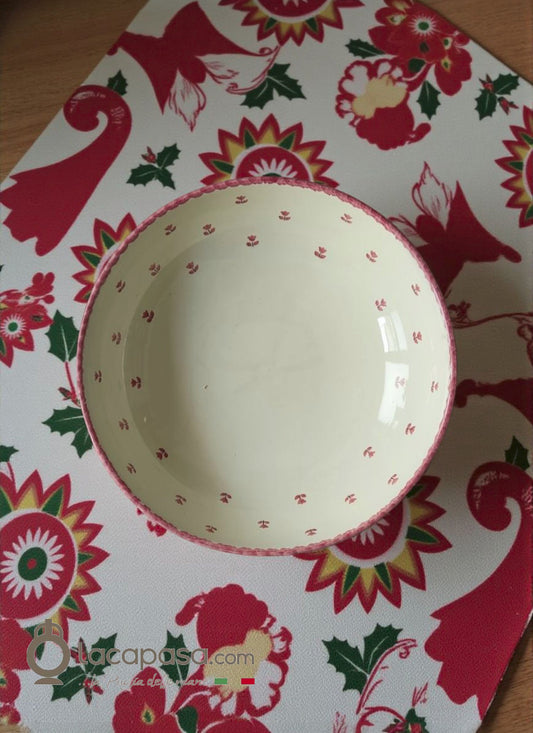 Saladier en céramique - décor Tulipe rouge