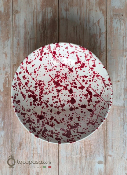 Insalatiera in ceramica - decoro Macchia bordeaux - Lacapasa.com