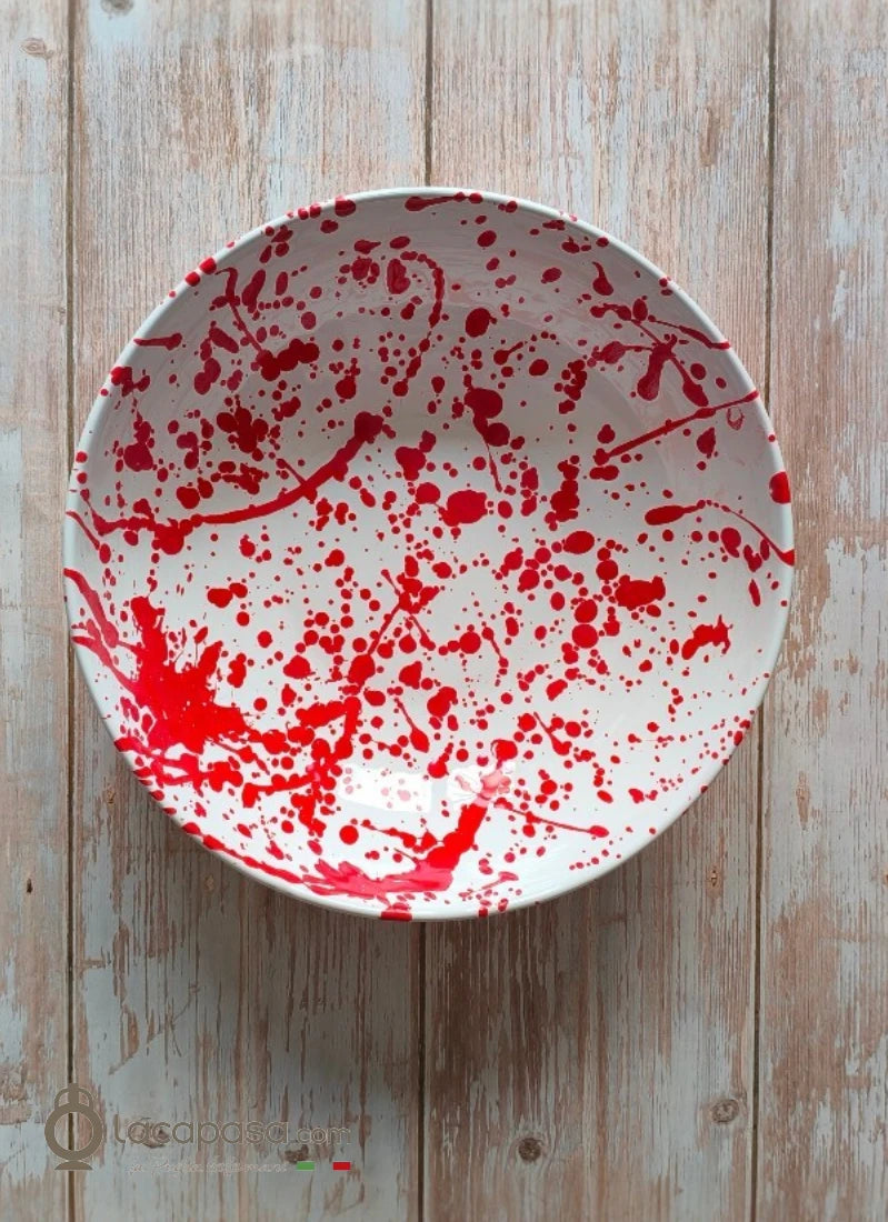 Insalatiera in ceramica - decoro Macchia rosso - Lacapasa.com