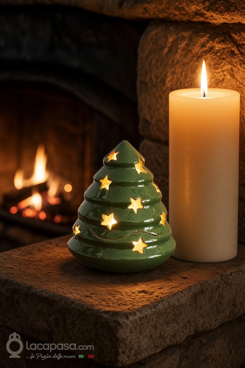 SAPIN ARGENTÉ - Photophore sapin de Noël