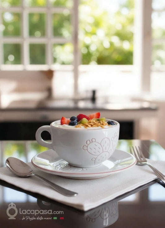FICO D'INDIA - Tasse de petit-déjeuner en céramique blanche