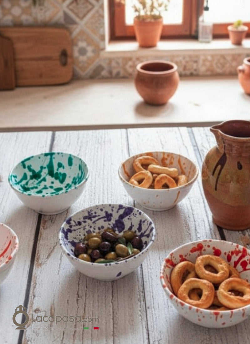LOT de 6 Bols en céramique - décor Macchia