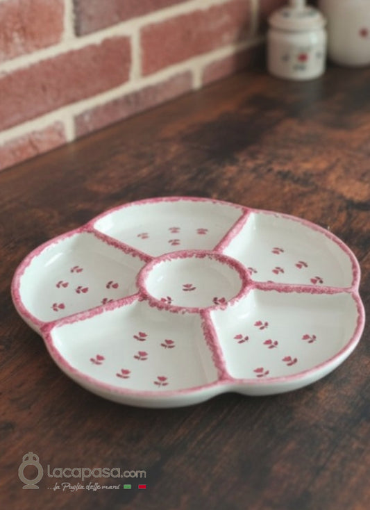 Antipastière en céramique - décor Tulipe