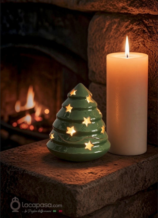 SAPIN ARGENTÉ - Photophore sapin de Noël