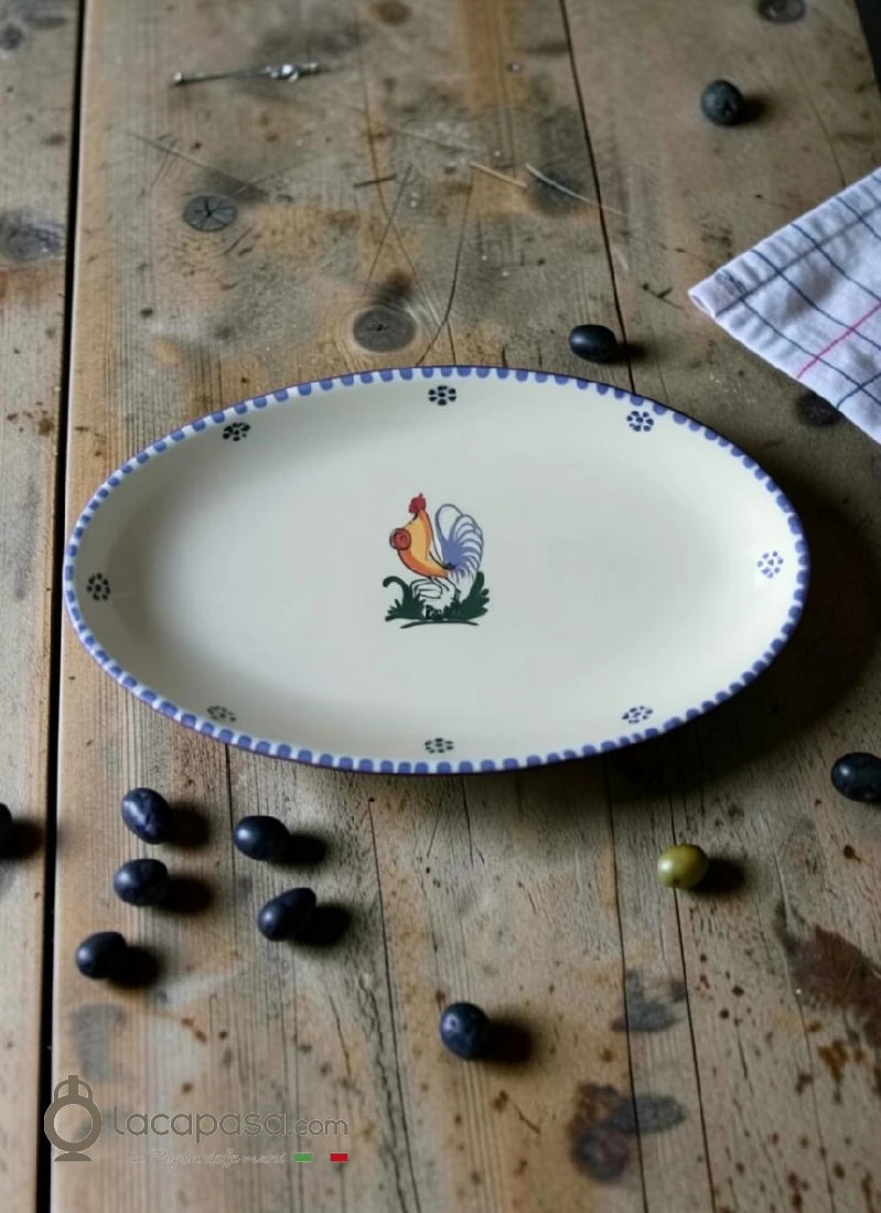 Piatto da portata in ceramica - decoro Gallo - Lacapasa.com