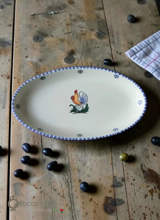 Piatto da portata in ceramica - decoro Gallo - Lacapasa.com