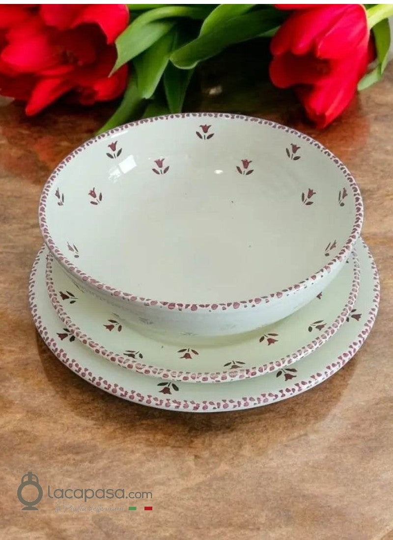 SET Piatti in ceramica – decoro Tulipano rosso - Lacapasa.com