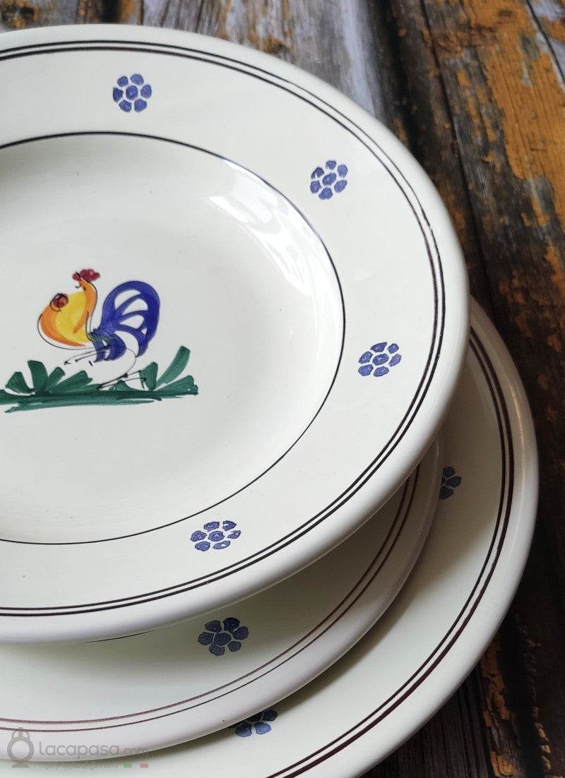 Set Piatti in ceramica – decoro Gallo - diam. 24 cm - Lacapasa.com